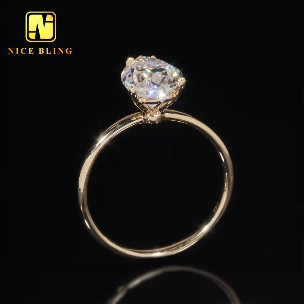 Pass Diamond Tester 14K Solid Gold Moissanite Solitaire Diamond Wedding Ring Custom Women Diamond Wedding Rings