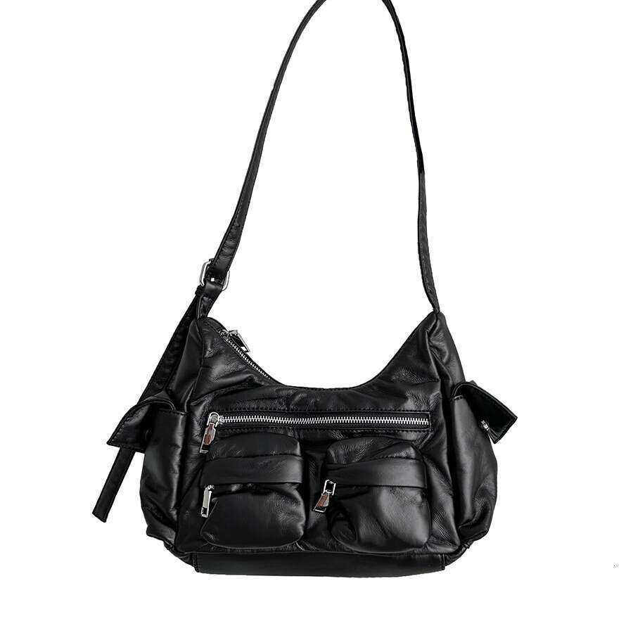 Soft Leather Silver Large Capacity Crossbody Niche Design Fashion Versatile Shoulder High-End Commuter Bag For Women B5