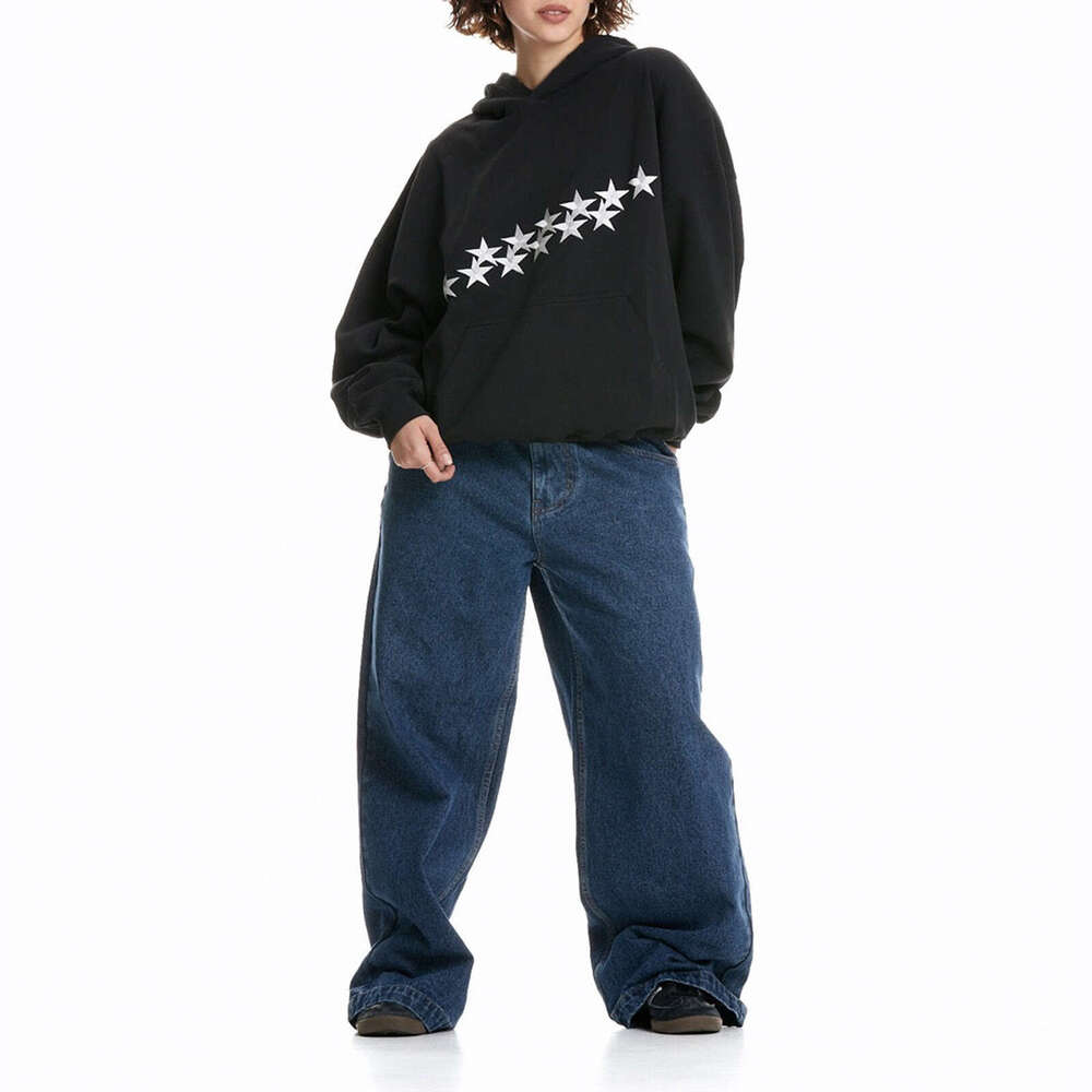 Y2K Spring New Star Letter Embroidery Street Trend Hoodie Loose Unisex Pullover Sweatshirt