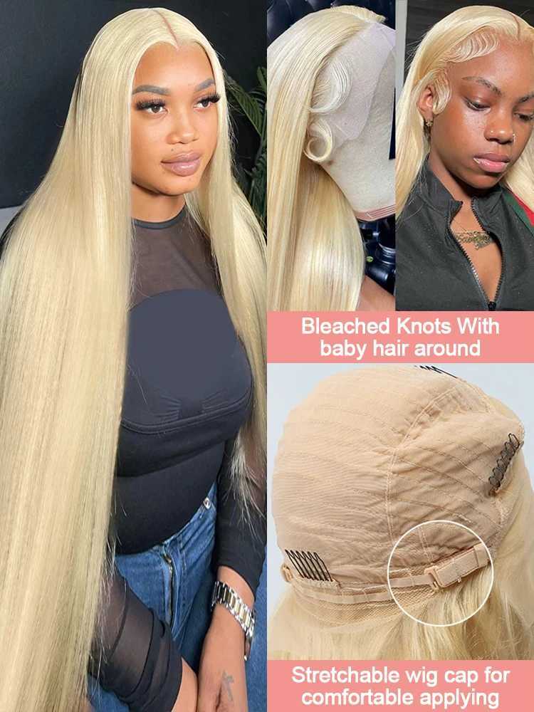 613 Blonde Colored Lace Front Human Hair Wigs 40 Inch Brazilian Remy Bone Straight 13x4 Frontal Wig For Women 250 Density W251023