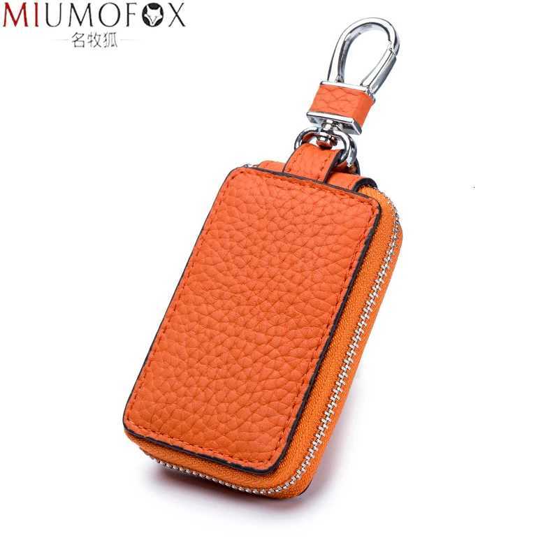 Fashion Genuine Leather Women Key Case Wallet Men Car Keychain Case New Orange Key Pouch Bag Zipper Key Holder Wallet Versatile Z251023