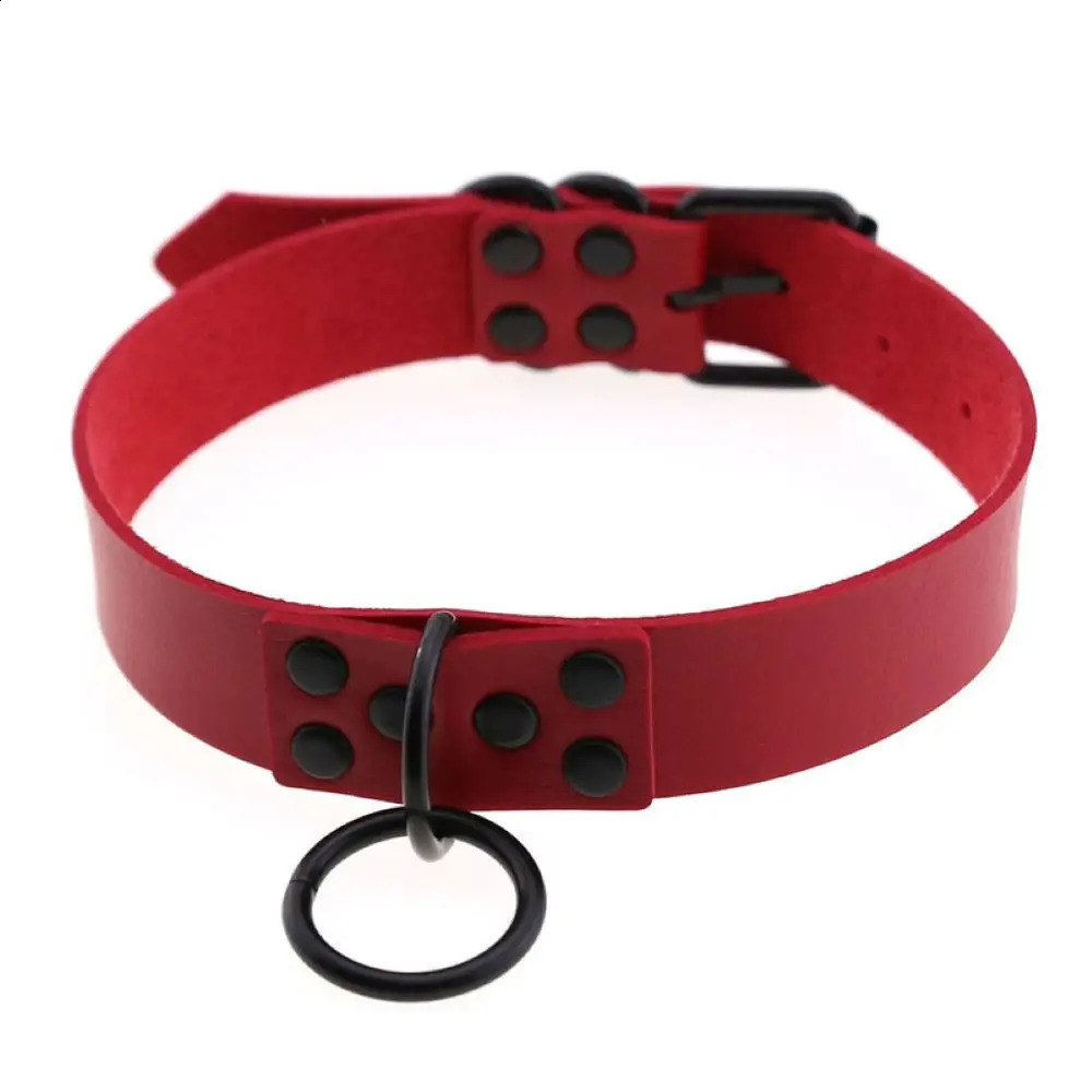 Black Red Punk Gothic Choker Necklace Handmade Collar belt Necklaces Leather choker party jewelry chunky necklace 251023