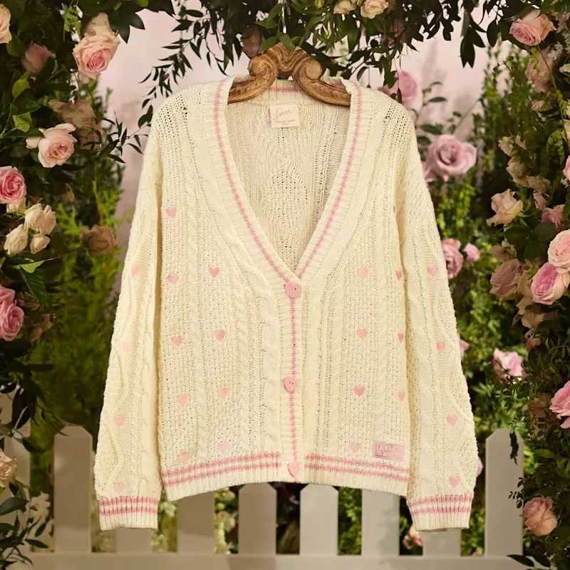Womens Autumn Tops Coat Sweater Cardigan Knit Swt Long Slve Vintage Simple Comfortable Loose Casual Fashion Niche Versatile C251024
