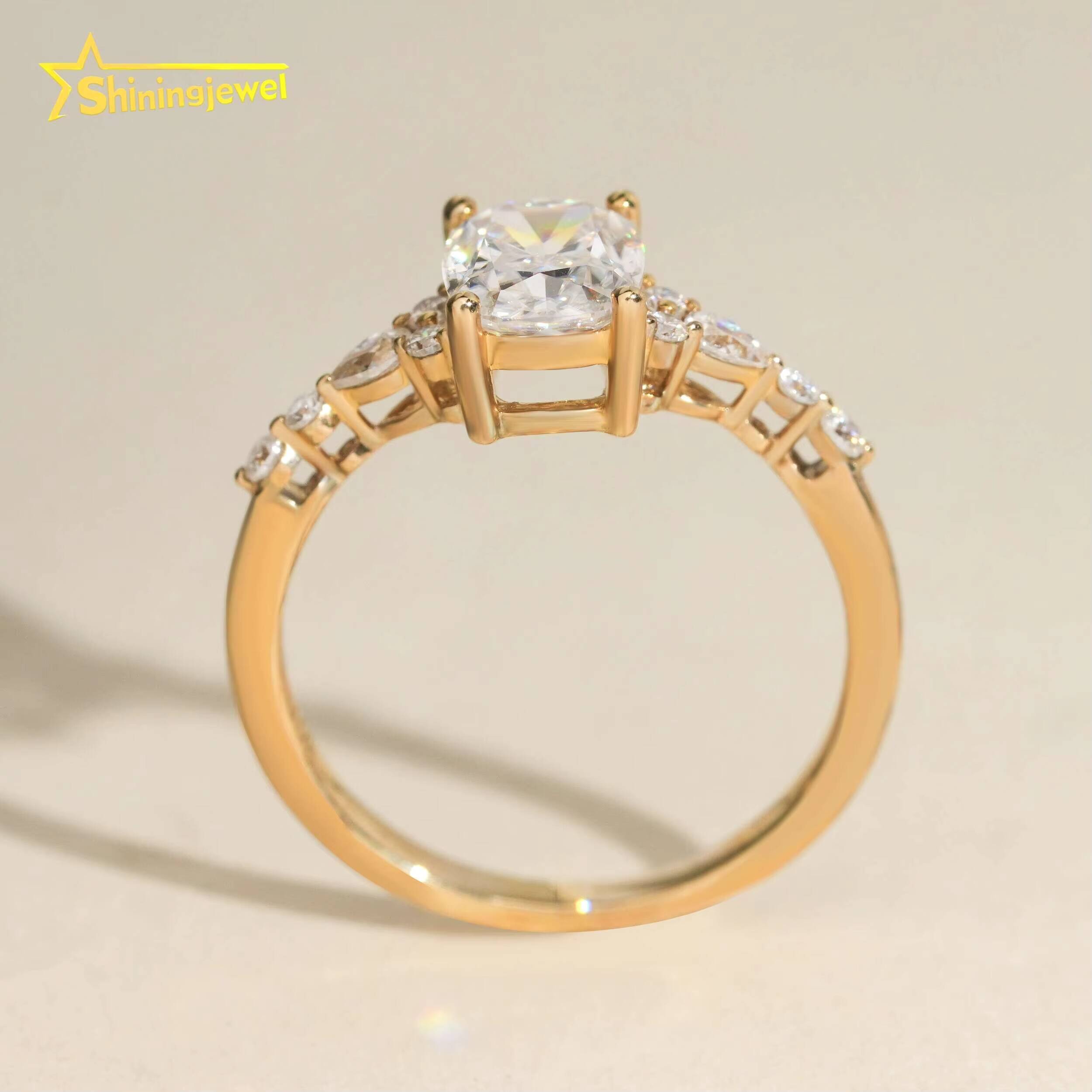 Romantic 10K Solid Gold Ring for Women Marquise Cut Moissanite Diamond Engagement Wedding Rings Fashion Moissanite Women Ring