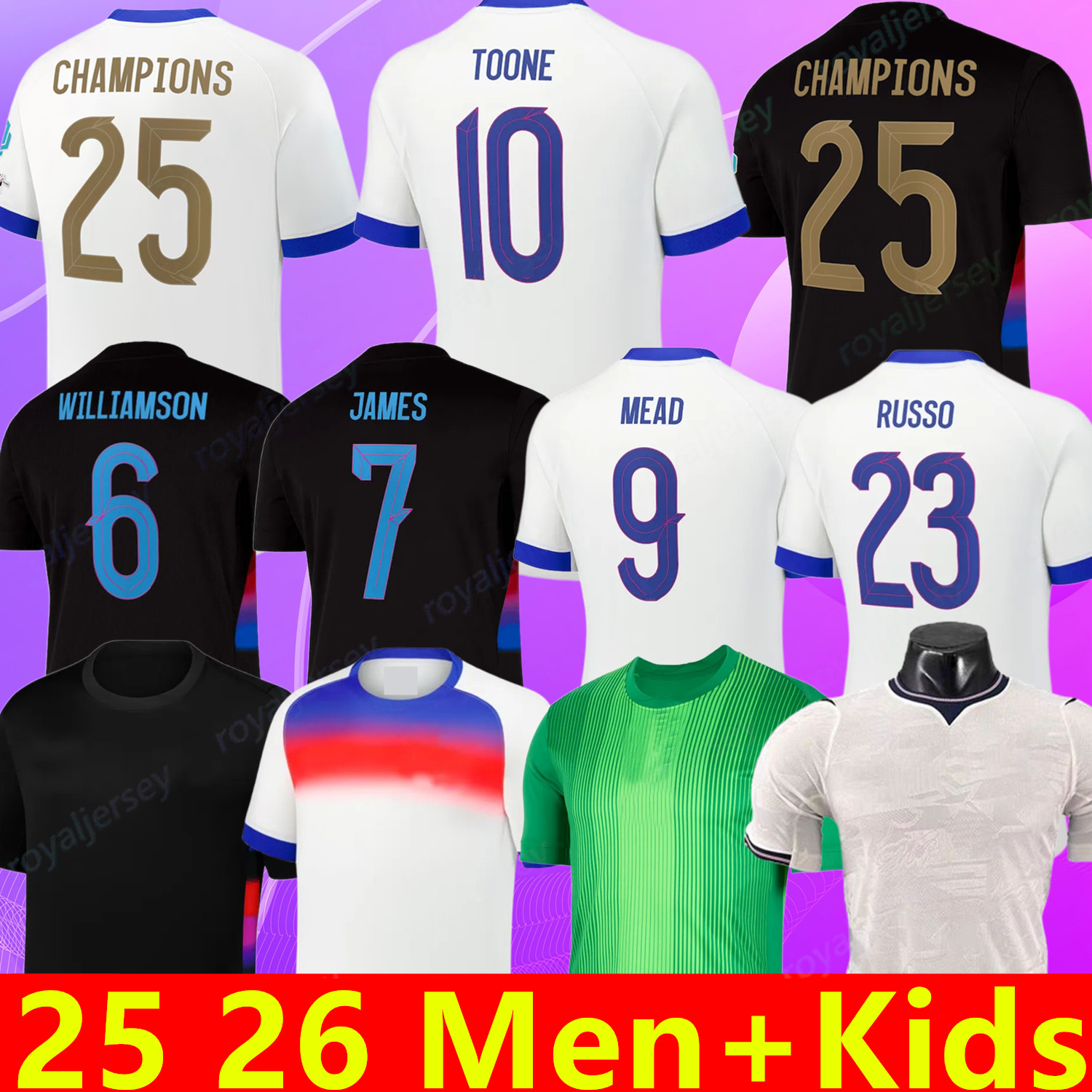 2025 2026 football shirt BELLINGHAM Soccer Jersey 25 26 RASHFORD KANE SAKA RICE FODEN EZE PALMER RASHFORD ROGERS WATKINS Home White Away Men Kid Women Men Kids Kit