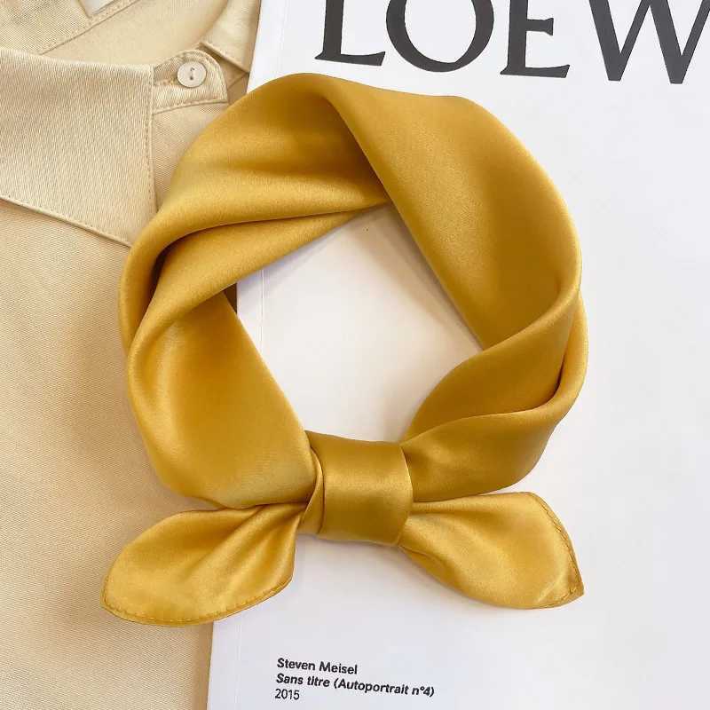 Solid Silk Square Scarf Wen Satin Bandana Print Scarves Band Fashion La Hair Shl Wr Fem Neckerchief Hijab Y251024