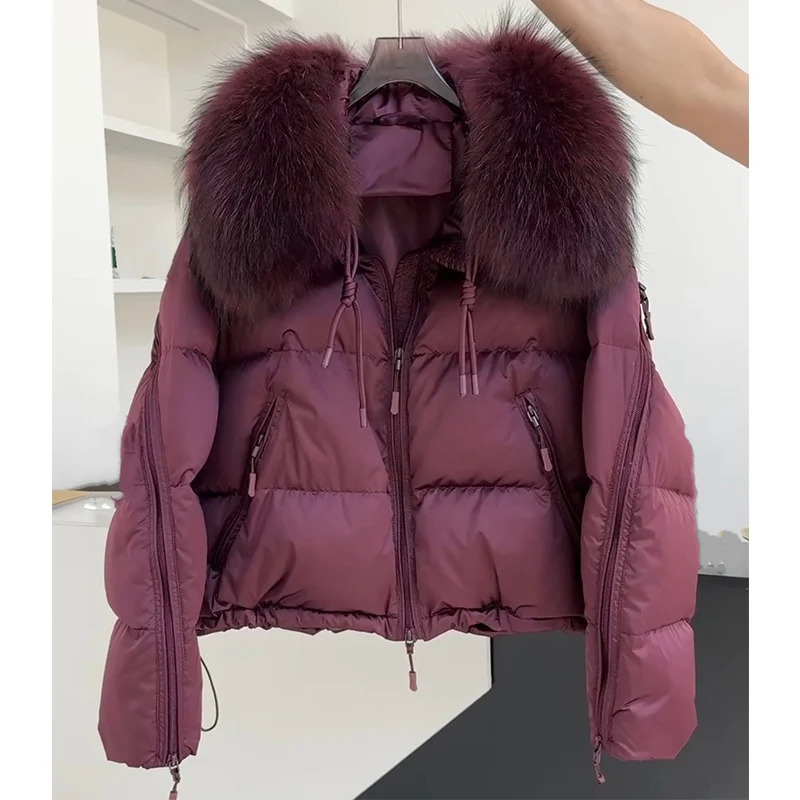 2025 Fashion Winter Women Goose Down Jacket Natural Raccoon Fur Collar Coats Parka Puffer Jackets Outwear Coats 251024