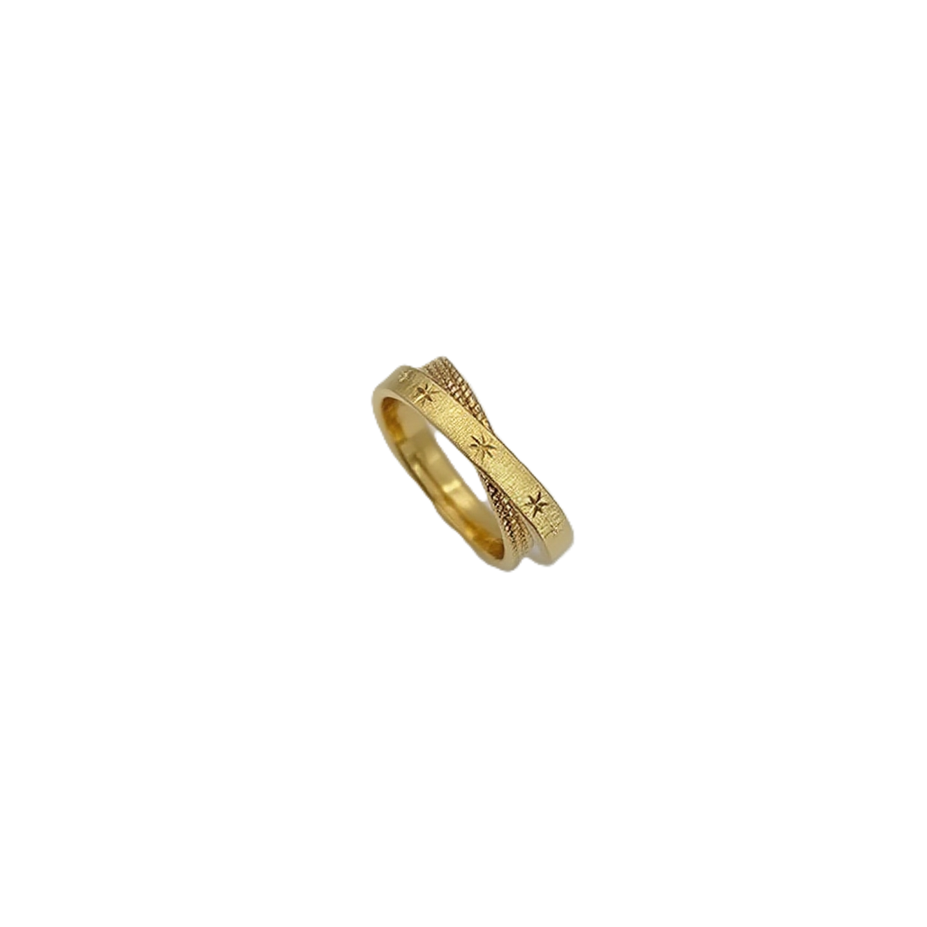 TaiYang New Mercury Double Ring, Sparkling Celestial Wish Jewelry, Gold Plated Copper & Zirconia Minimalist Stacking Gift