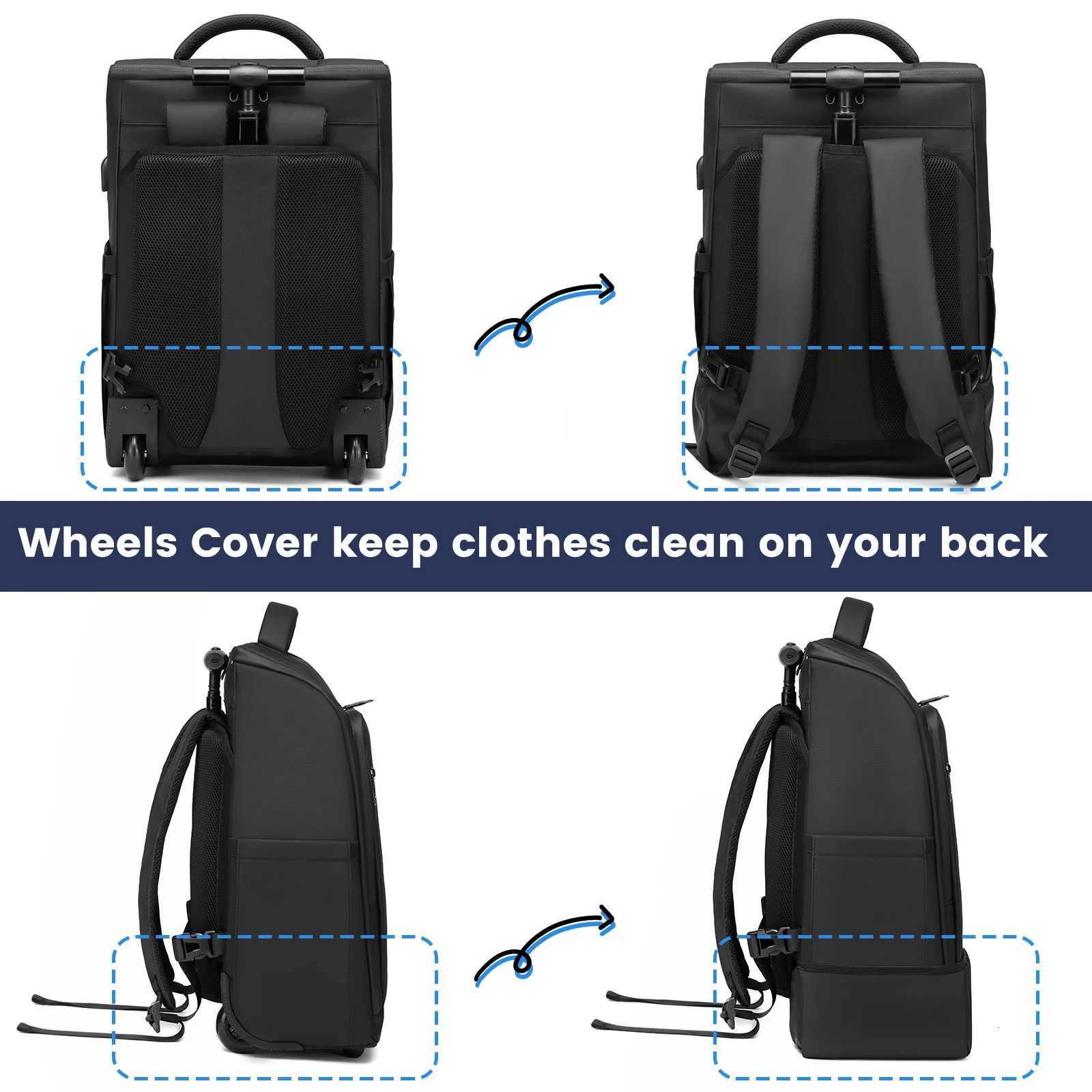 20 Inch Boarding Cabin Luggage Suitcase Rolling Luggage Backpack Women Men Carry on Travel Trolley Case with USB Business BagsW251024