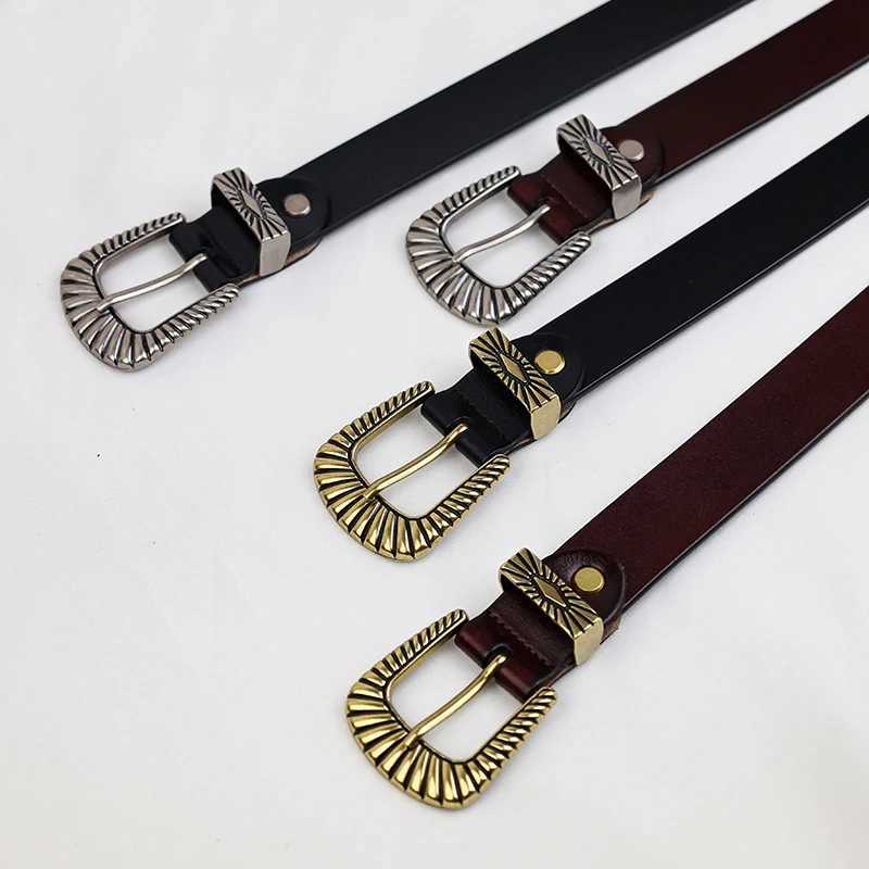 New Western Belts for Woman Plus Size Classic Pin Buckle Belts Black Genuine Leather Waistband Fashion Men Belt with Jeans Pants W251024