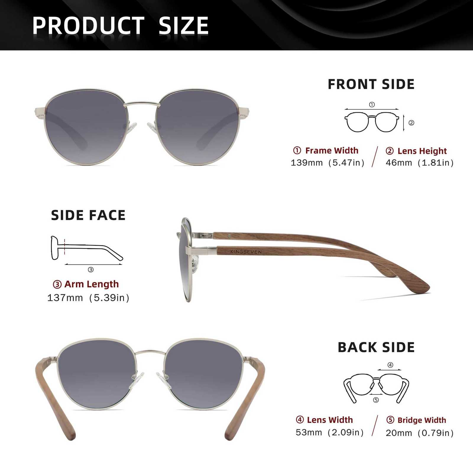 KINGSEVEN Wooden Pilot Sunglasses for Men Walnut Wooden Polarized Sun Glasses Women Eyewear UV400 Eyewear Shades OculosT251024