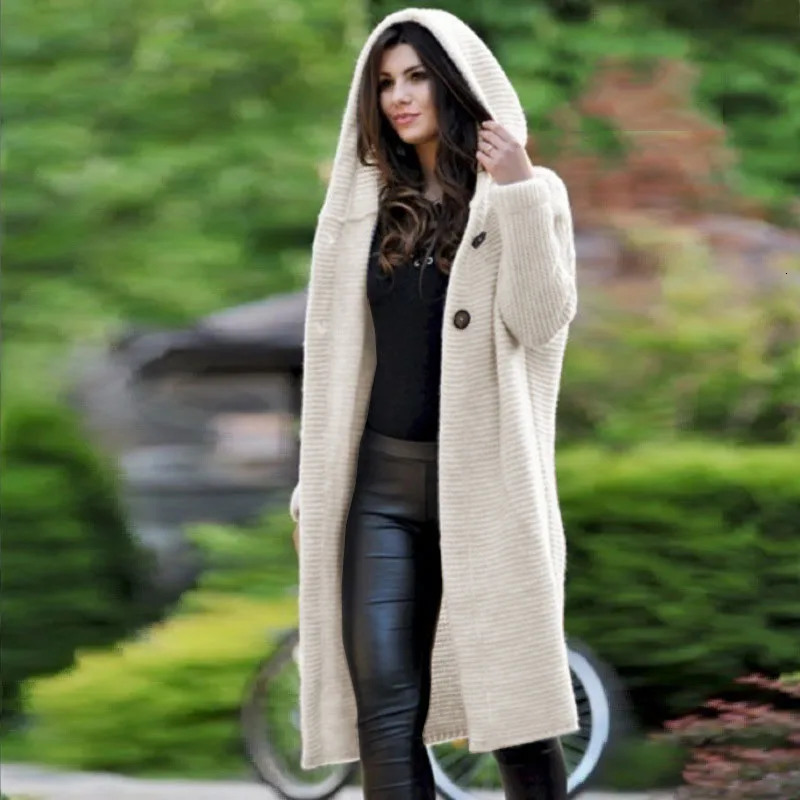 Cashmere Cardigan in Autumn and Winter Womensloose Long Sleeve Sweater Solid Color Knitted Long Thickened Top 251013