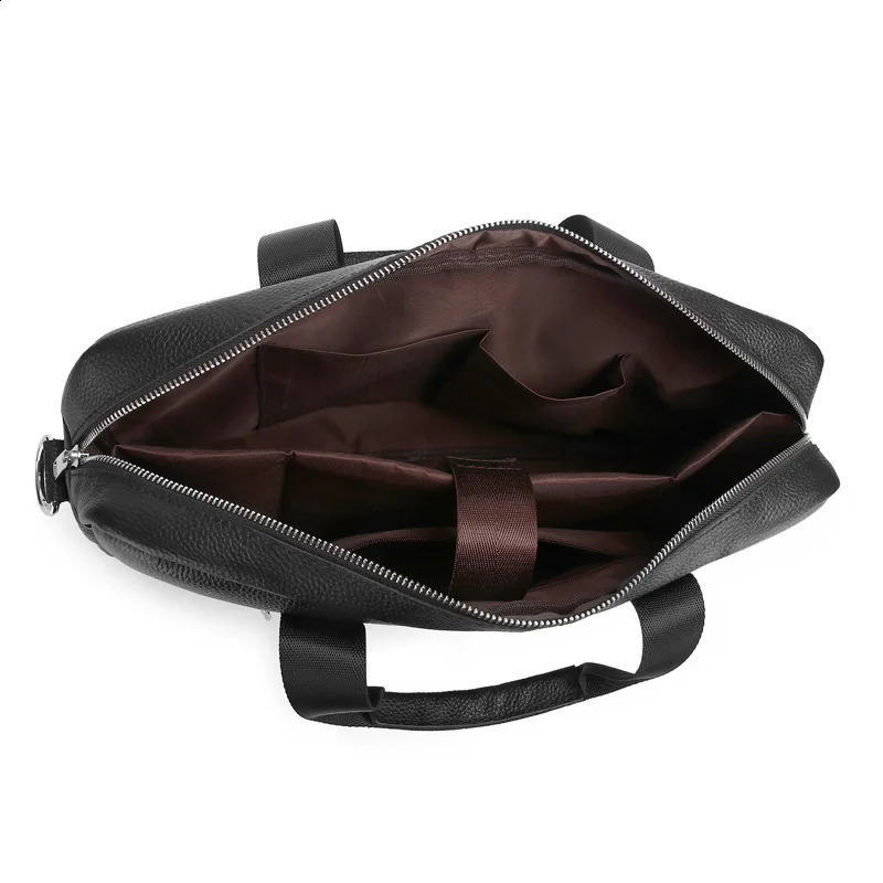 Genuine leather Mens Briefcase document bag high quality cowhide men business crossbody 16inch shoulder computer 251018