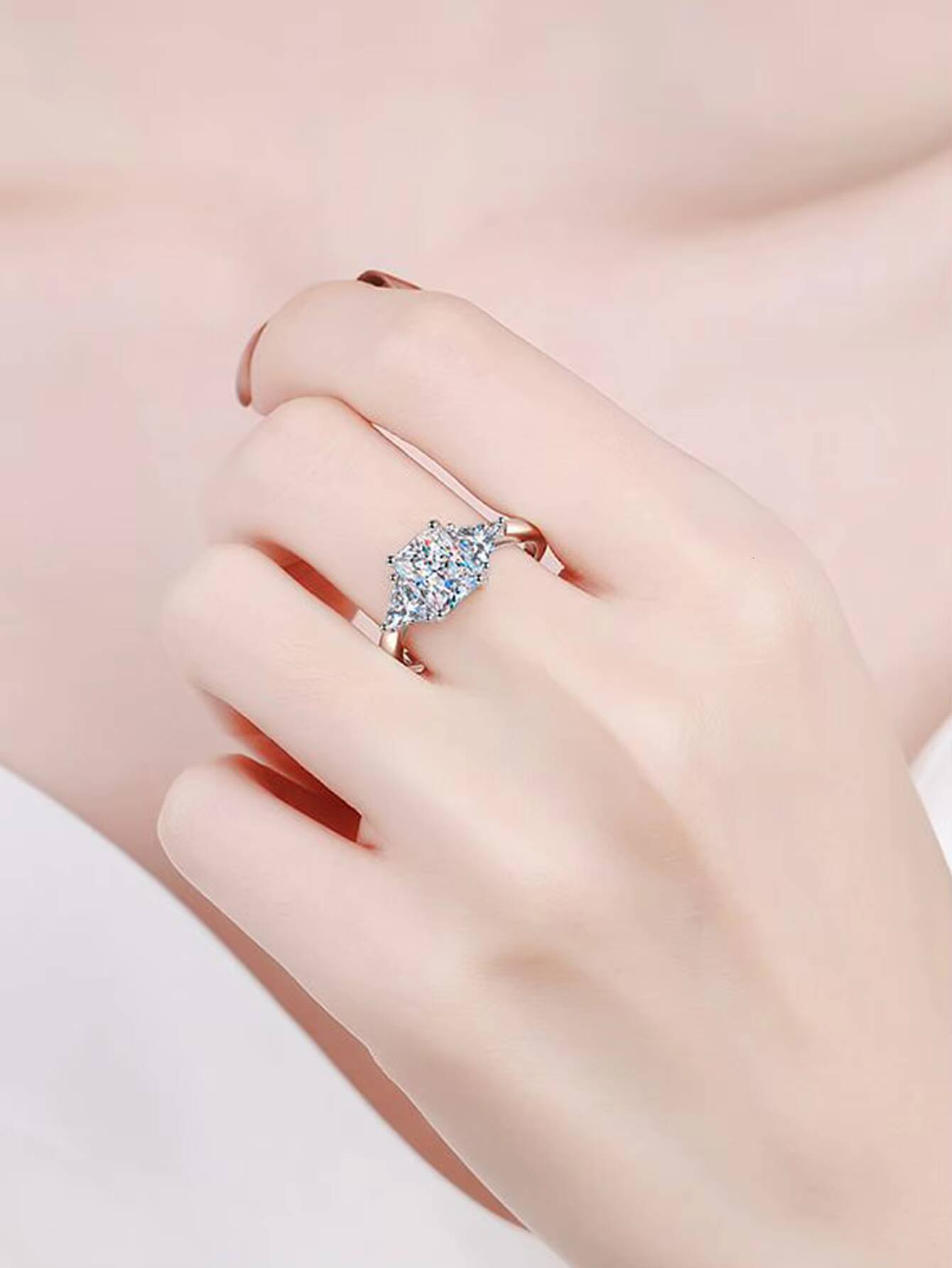 Luxury Vintage Sterling Silver Moissanite Wedding Ring Set Diamond Gold Plated Sterling Silver Moissanite Ring