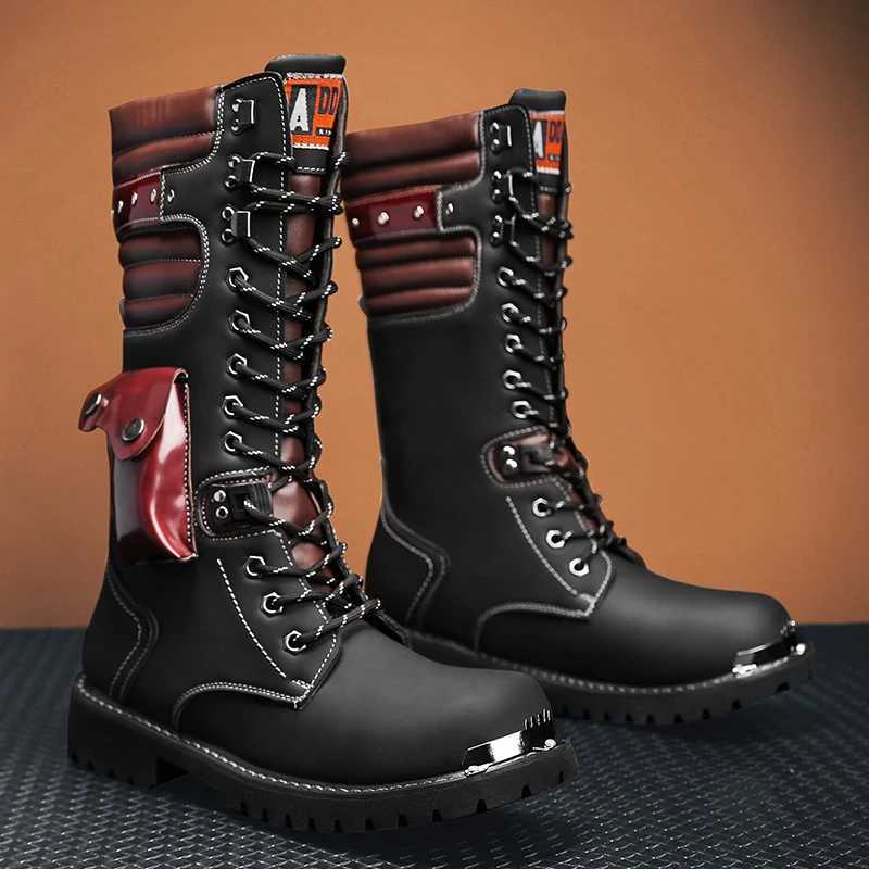 Hot selling Men high top Boots FAshion comfortable outdoor Boots Punk Style Motorcycle Boots WearResisting Trekking Shoes W251024