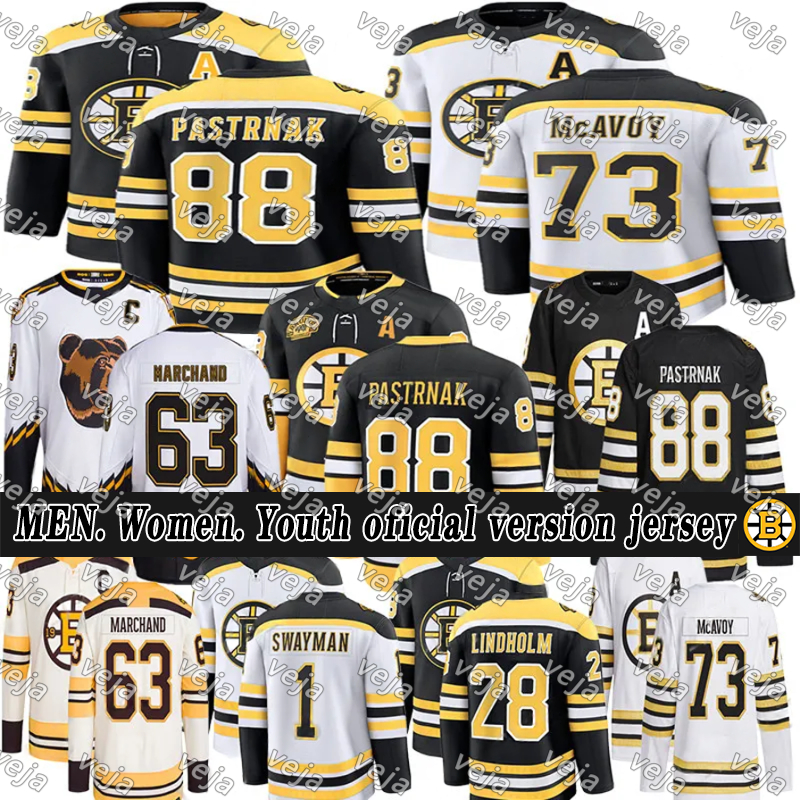 88 David Pastrnak 2025-26 Bruins Jerseys Jeremy Swayman Patrice Bergeron Cole Koepke Elias Lindholm Charlie Coyle McAvoy Joonas Korpisalo Custom