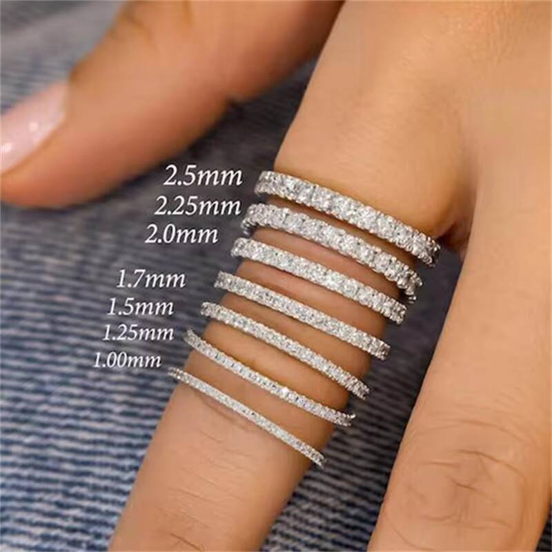 Igi Gia Certified Hpht Cvd Lab Grown Diamond 18k 14k Solid White Gold Ring Eternity Wedding Band for Women Fine Jewelry 183 mm