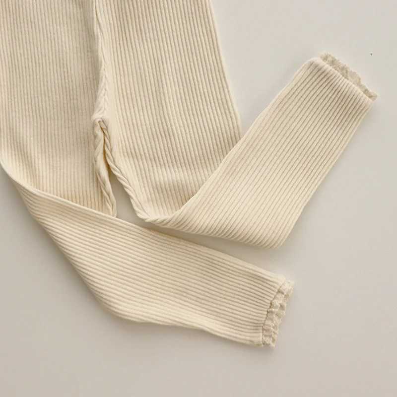 Spring New Children Cotton Ribbed Leggings Baby Girl Solid Lace Tight Pants Toddler Stretch Pants Kids Casual Versatile TrousersT251024