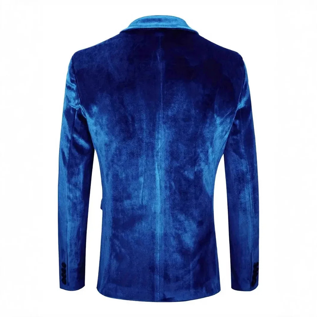 Mens Velvet Suit Jacket Banquet Wedding Formal Suit Solid Color Long Sleeve Blazer Jacket 251023