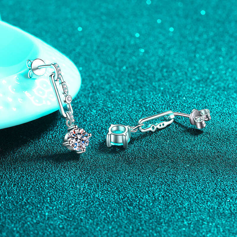 DHCollections-- Xindeyi Pure Sier Plated PT950 Gold Moissanite Paperclip Tassel High-end Sense Elegant Earrings