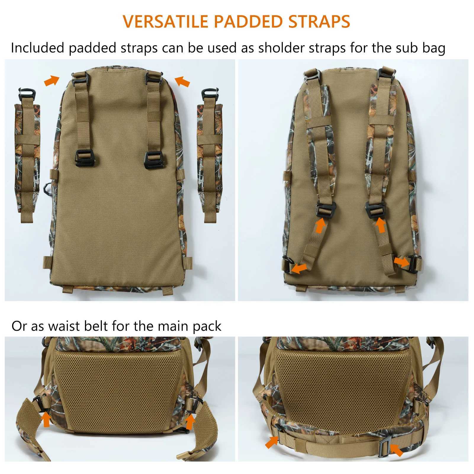 BASSDASH Fishing Hunting Backpack with Detachable Sub Bag Bow Rifle Holder Rain Cover Water Resistant Camo Pack HP02 J251024