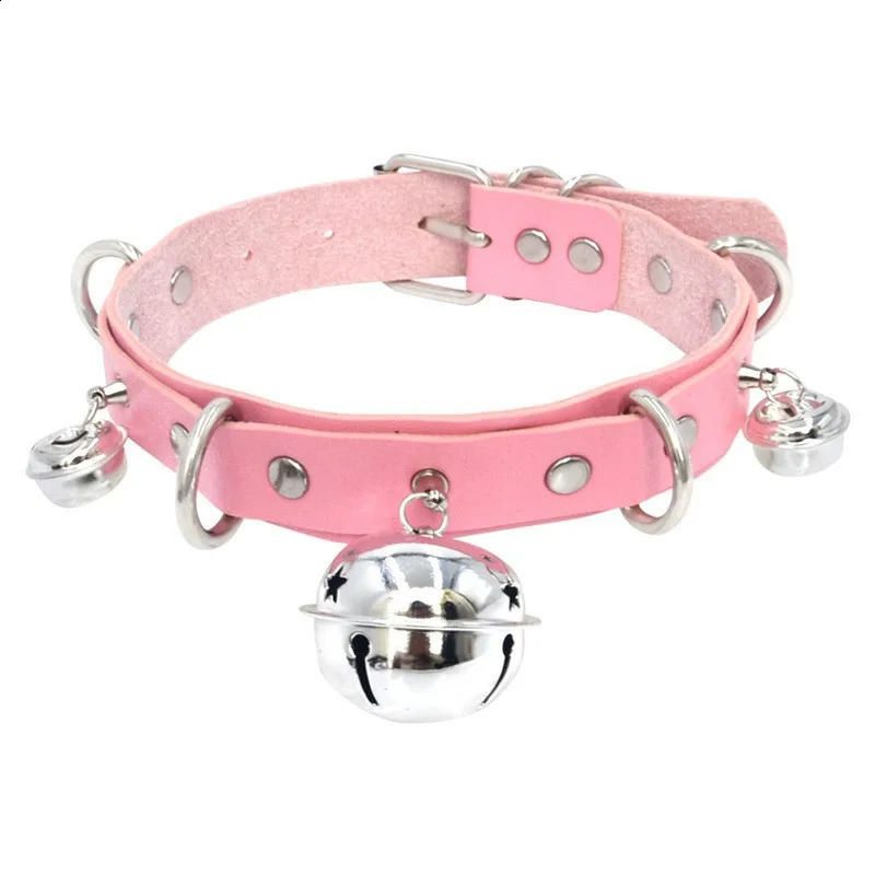 Punk Fashion Harajuku Exaggerated Sexy PU Leather Collar Distinctive Bell Necklace 251023