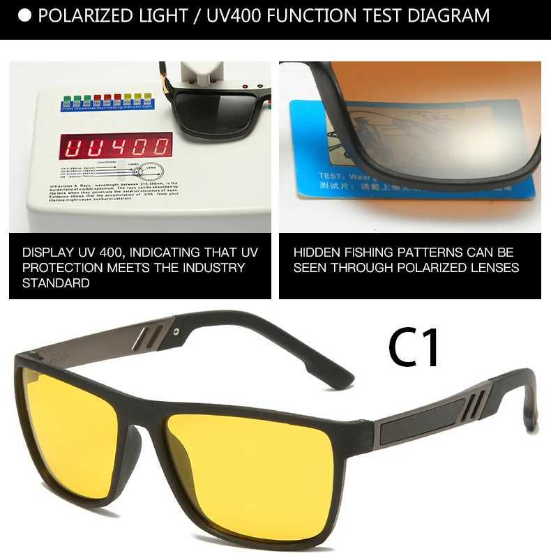 2025 New Men Polarized Sunglasses Fashion Women Square Yellow Lens Sun Glasses Retro Men Outdoor Fishing Eyewear Uv400 GlassT251024