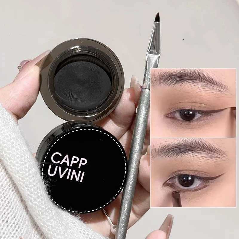 Black Eyeliner Cream with Brush Set Waterproof Beauty Cosmetics Long Lasting Brown Eyeliner Eyebrow Silkworm Gel Makeup ToolsL251024