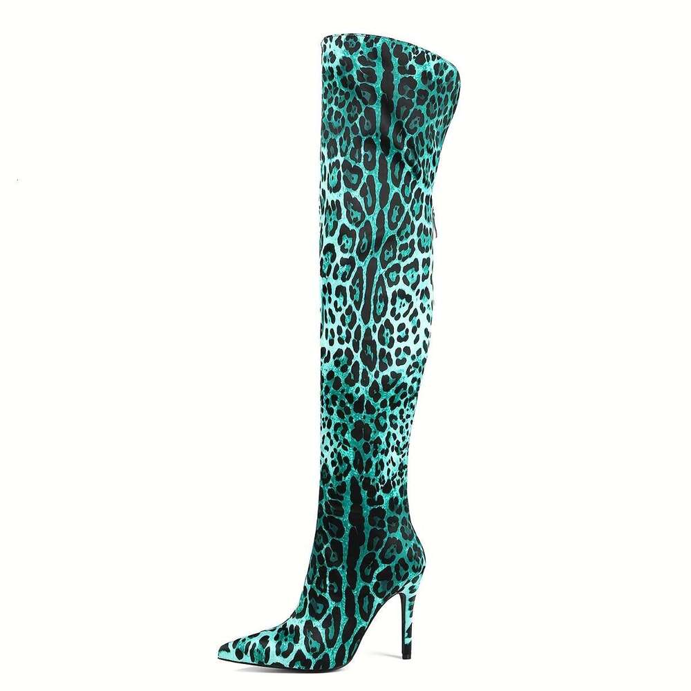 Winter Leopard Print Women's Knee High Heels