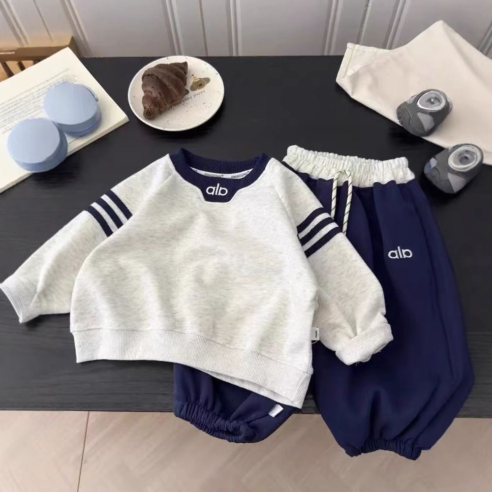Free Shipping kids clothing designers Boys Hoodie Set 2-Piece 2025, Spring Fall Casual Tracksuit with Pants, Kids Sporty Outfit