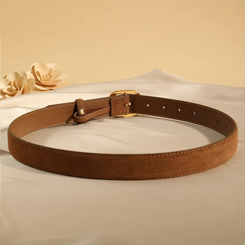 Vintage Womens Skinny Suede Cowhide Belt Soft Leather Waistband for Dresses Jeans And Coats Fashionable Ladies Accessory Belts 251013