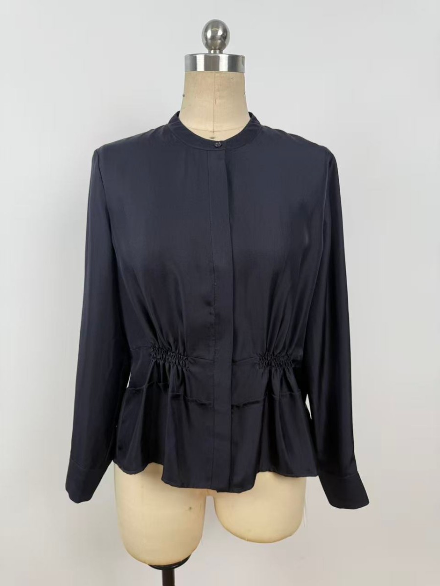 Simple, Sophisticated, Elegant, Light Luxury Round-Neck Silk Shirt-Style Jacket JYS37094