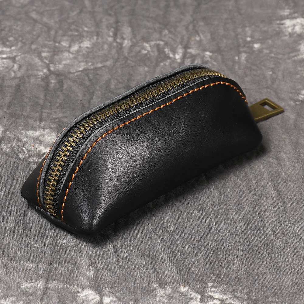 LUOKIR New Mens Genuine Leather Coin Purse Womens Crazy Horse Leather Key Pouch Multifunctional Cowhide Clutch Storage Bag Z251023