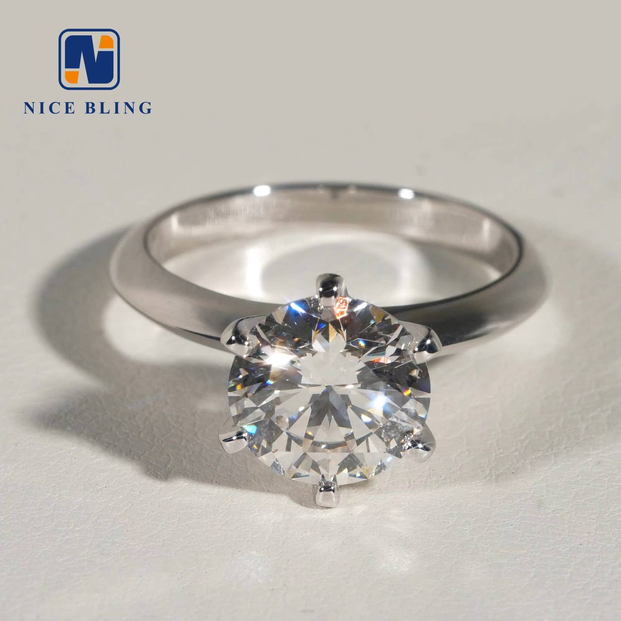 14K White Gold Diamond Women Rings Classic 6 Prongs Setting VVS2 G Color 15ct Lab Grown Diamond Engagement Rings Fine Jewelry