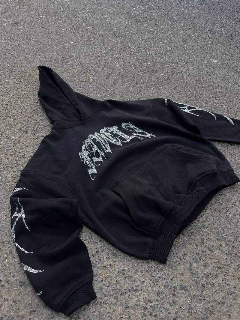 2025 Winter Trendy American Street HipHop Rock Anime Printed Hoodie Men Y2k Gothic Punk Casual Loose Pullover Sweatshirt Women 251018