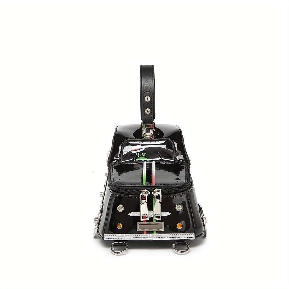 2025 New Wo 'S Vintage Car-Shaped Handbag - Cute 3D Cartoon Design With Removable Shoulder Strap, Zipper Closure Polyester Lining, Mixed Colors, 