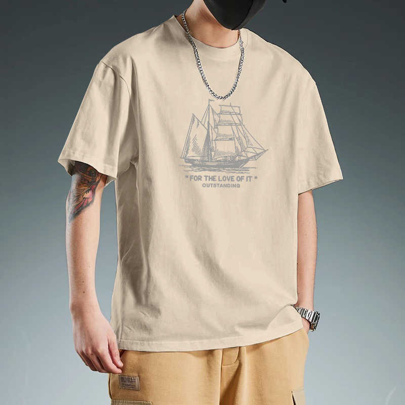 Short-sleeved T-shirt, men's pure cotton base shirt, boyfriend-style loose large-sized trendy all-purpose top, stylish pattern Z201024