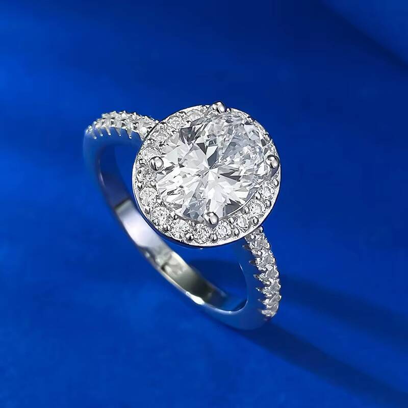 New 79 Oval Pigeon Egg High Carbon Diamond Ring Fashionable Simple 925 Silver Ring Rhodium Plated Gemstone Ring for Parties