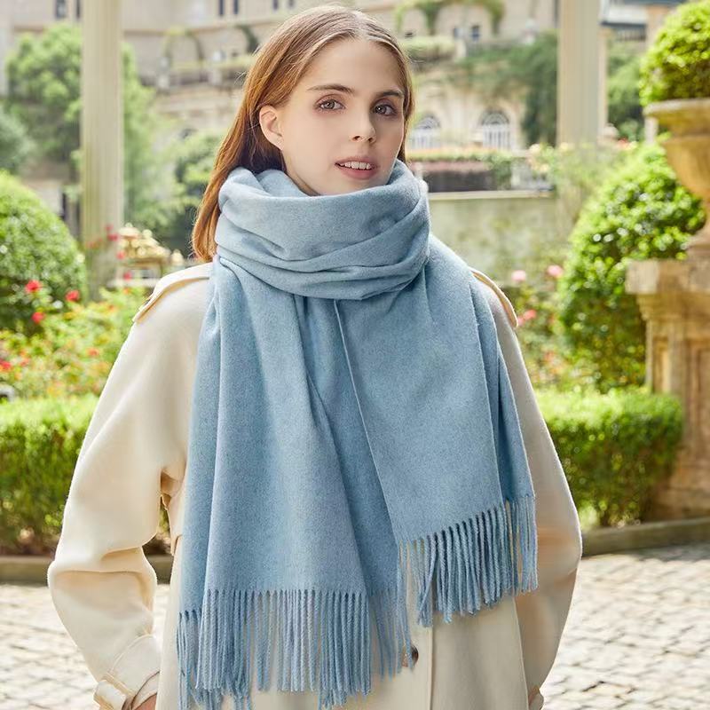 T2131 wool scarf autumn and winter Korean style atmosphere cashmere scarf female winter new ladies shawl solid color scarf versatile
