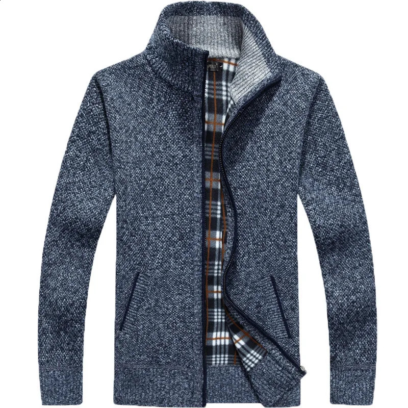 Autumn Winter Mens Sweater Coat Faux Fur Wool Sweater Jackets Men Zipper Knitted Thick Coat Warm Casual Knitwear Cardigan 251020