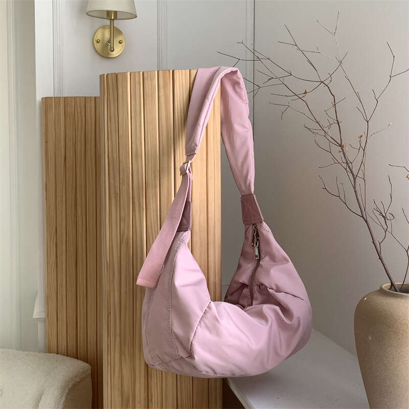 Nylon Single Crossbody For Women, Large Capacity, Spring And Summer Versatile Casual Bag, Niche Wide Shoulder Strap Fashion Dumpling Bag B5