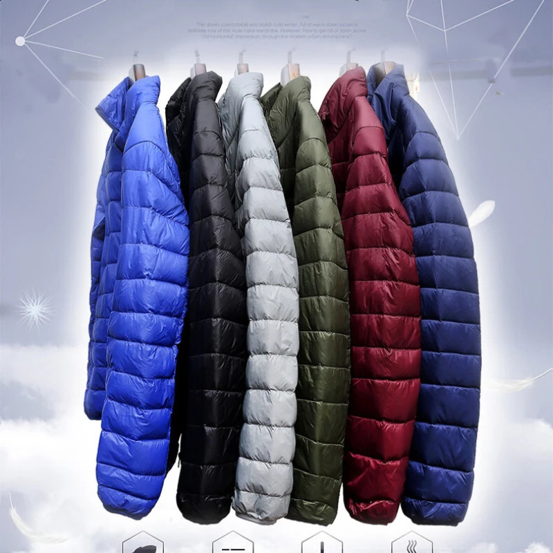 Navy Up To Standard White Duck Down Lightweight Hooded Down Jacket for Men Treasure Blue Large Size Hoodless Warm Coat 251020