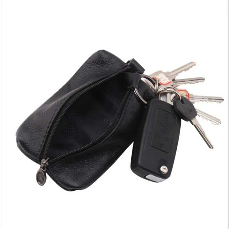 Genuine Leather Man Key Wallets Short Women Men Key Holders Keys Organizer Zipper Car Key Chain Wallet Keychain Housekeeper Z251023