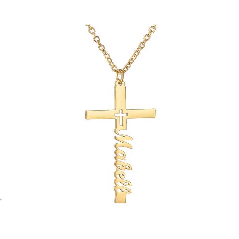 Personalized Name Cross Necklace Custom Stainl Steel Gold Necklace Cross Pendant Simple Design Fashion Jewelry Birtay GiftXJ251024