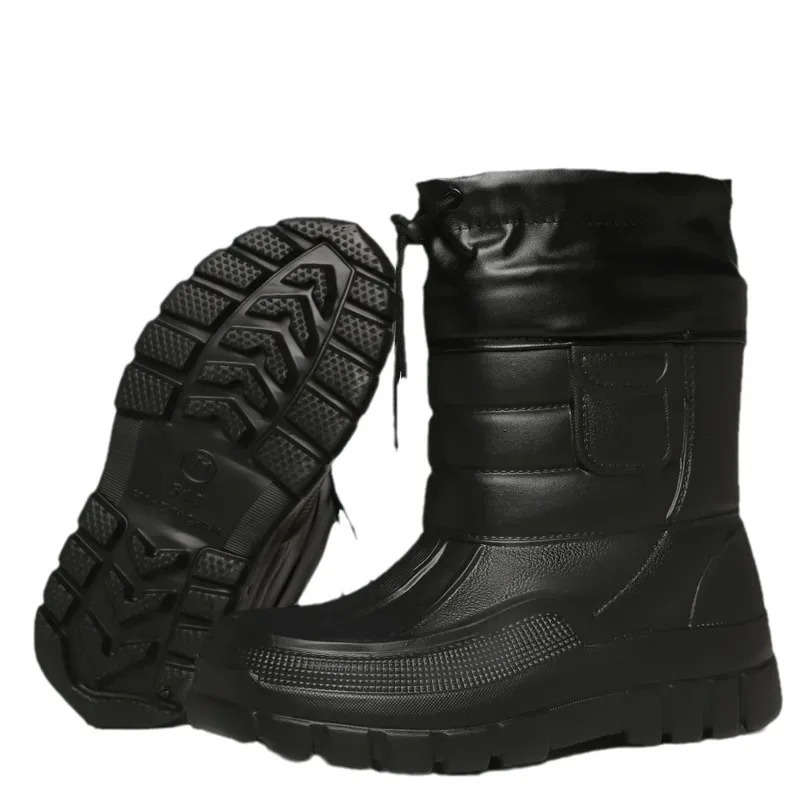 Thiened Fce Lined MidCalf Snow Boots Mens Outdoor Fiing oes Waterproof Winter Boots Large Size Sea Fiing oes251020