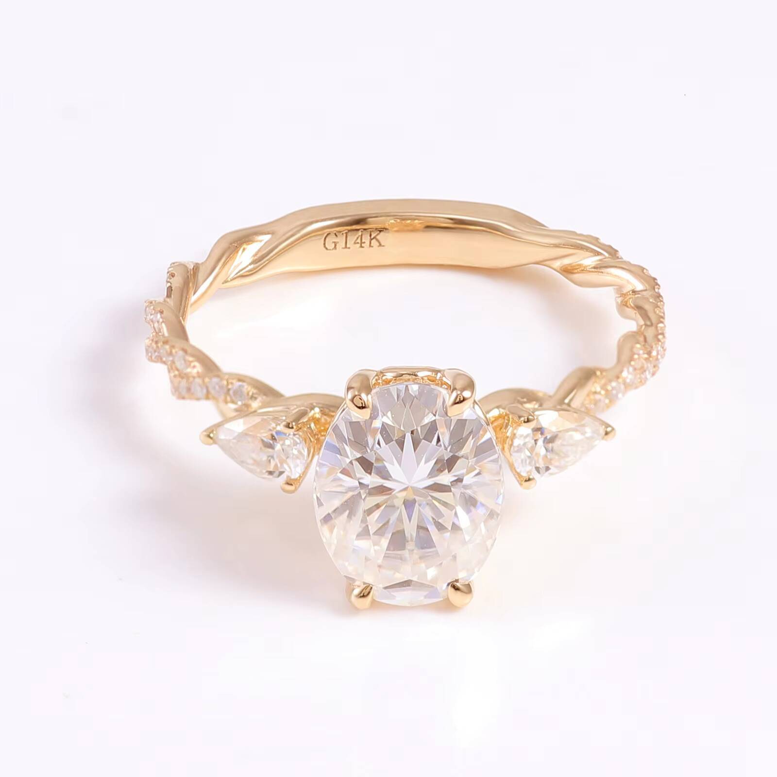 Moissanite Solid Gold Wedding Ring 9K 14K 18K Real Gold Engagement Jewelry Oval Moissanite Ring