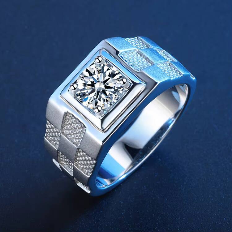 1CT 65MM D VVS Moissanite Engagement Rings S925 Pure Silver Moissanite Mens Ring Fashion Moissanite Ring