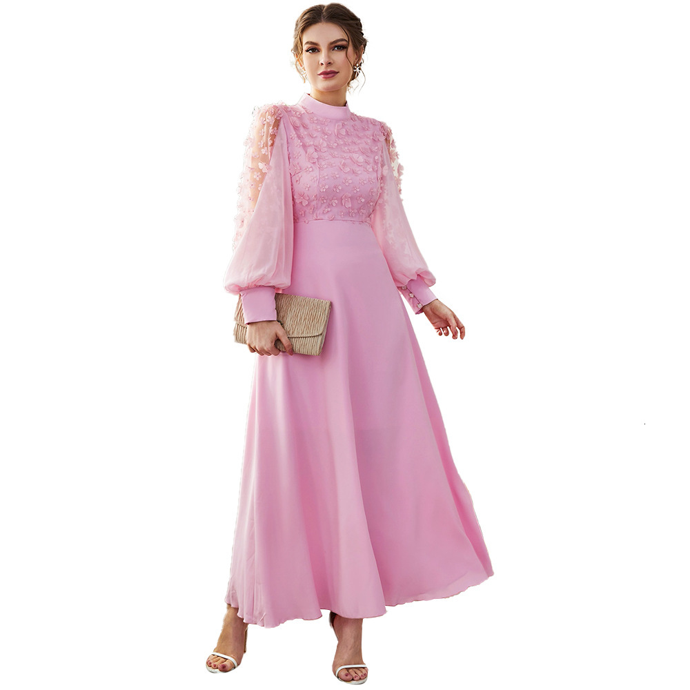 Designer's autumn and winter new European and American women's clothing three-dimensional decoration decal bubble long sleeved trumpet skirt