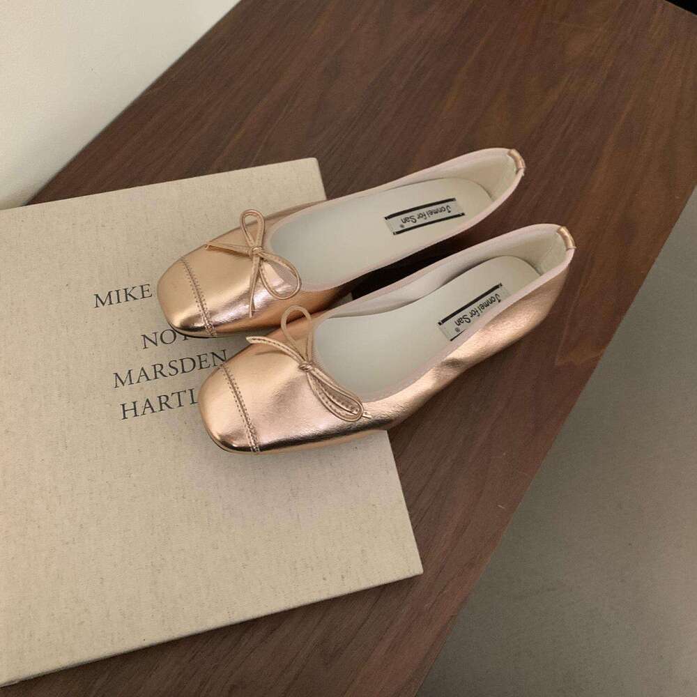 Women's Loafers 2025 New Designer Shoe Summer Autumn French Style Bowknot Casual Shoes Versatile Silver Slip-On Flats
