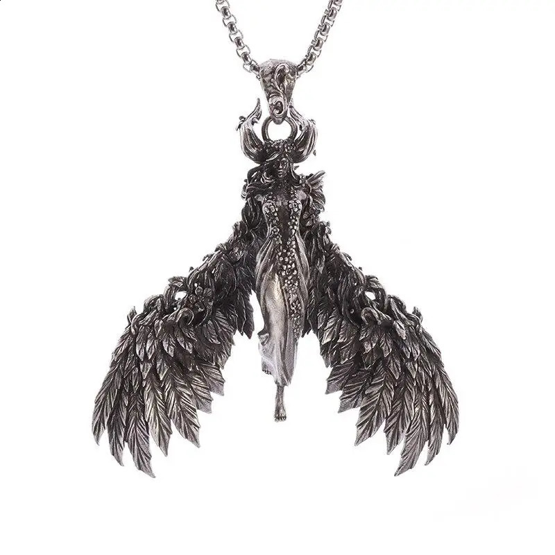 Gothic Evil Angel Witch Devil Pendant Necklace for Men and Women Punk Personality Trendy Cool Jewelry Gift 251023